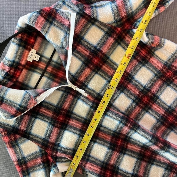 J Crew Woman’s Factory tartan plaid sherpa half zip pullover sweater Size M - Picture 6 of 7